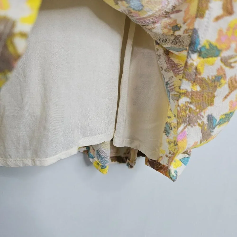 NWT FREE PEOPLE Forget Me Not Mini Dress size 0 XS LILY YELLOW BLUE PINK FLORAL - Picture 9 of 11